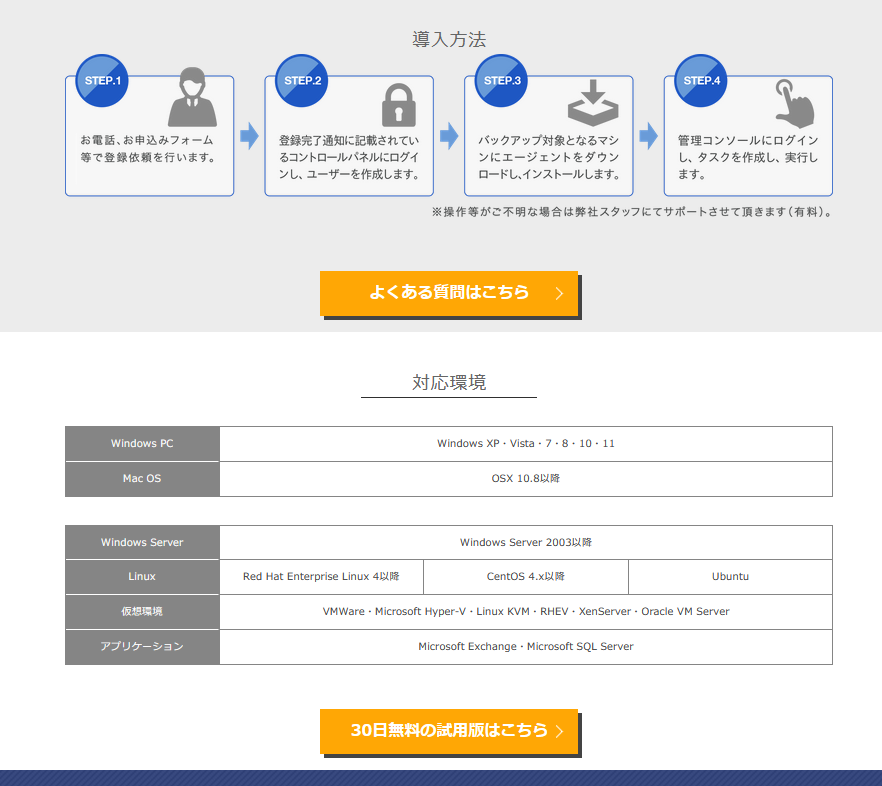 よくある質問、試用版申込みへのリンクボタン追加